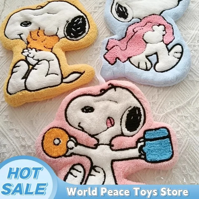 2026 New Kawaii Snoopy Hanging Hand Towel Cartoon Cute Water-Absorbent Coral Fleece Kitchen Quick-Drying Shower Room Supplies 4