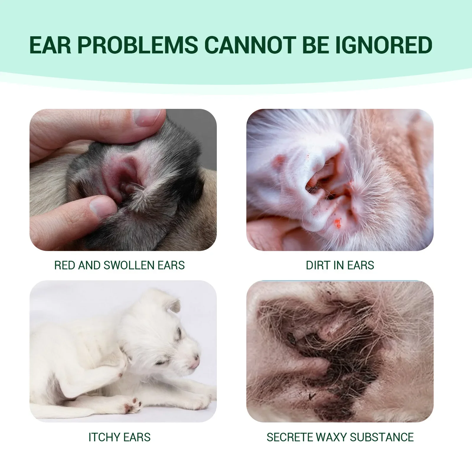 Yegbong Pet Ear Cleansing Liquid, Universal Ear Cleansing for Cats and Dogs, Mite Removal Earwax Pet Drops