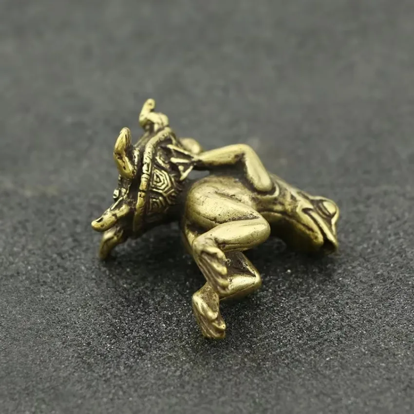 Antique Play Brass Tortoise Frog Miniature Statue Decoration Desk Decoration Home Decoration Bronze Sculpture Home Accessories