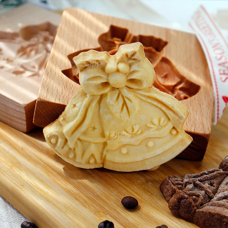 Lot De 2 Moules à Gâteaux En Bois Pour Noël - Spéculoos Et Pain D'épices - Art Populaire