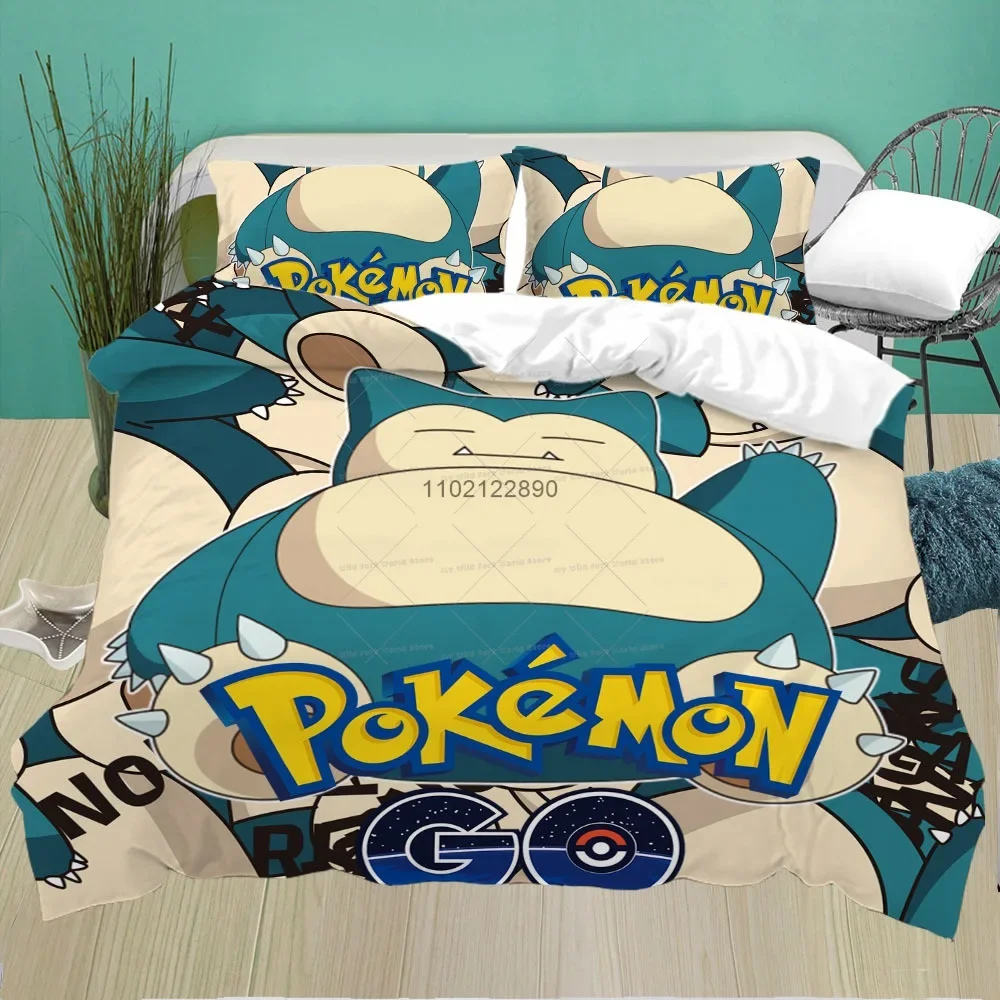 PokemonSnorlaxSoftDuvetCoverPillowcaseCartoonBeddingSetSingle