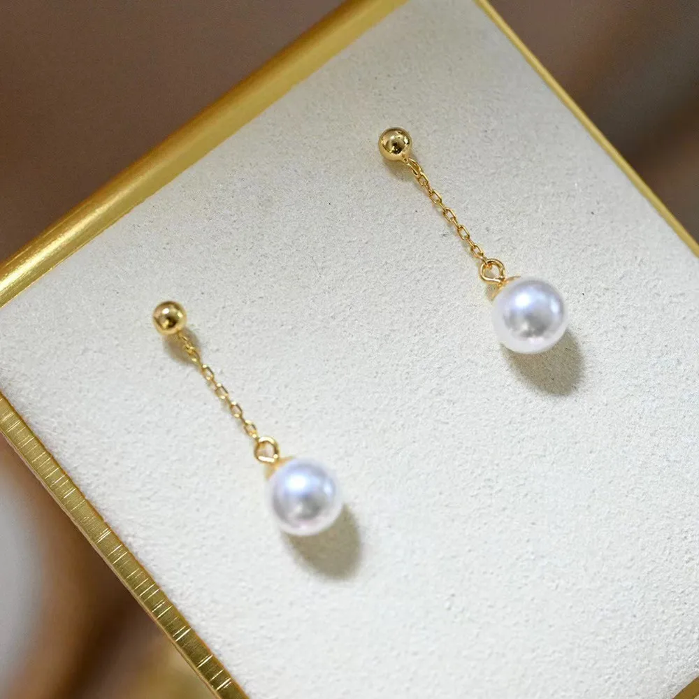 

DIY Pearl Ear Stud Accessories S925 Sterling Silver Jewelry Gold Ear Stud Female Empty Fit 8-12m Beads