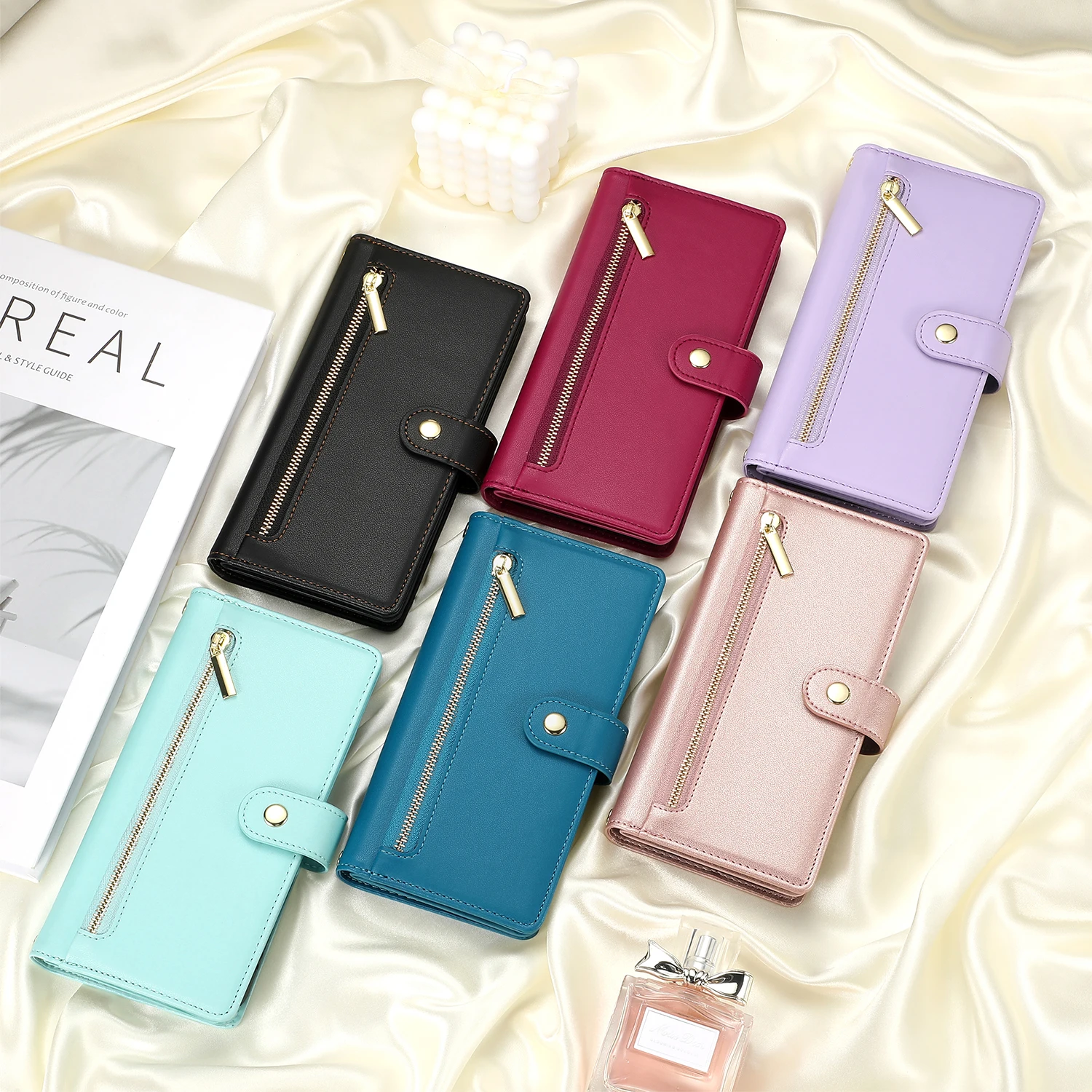 Crossbody Zipper Cards Solt Wallet Leather Case For Xiaomi Redmi Note 13 Pro Plus 12 13C POCO X6 5G Lanyard Bag Pocket Cover_voghion.com