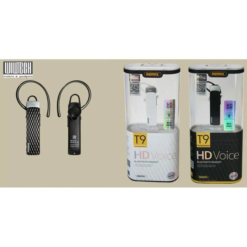 REMAX T9-Black T9 HD Voice Casque Bluetooth