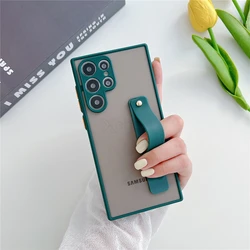 Clear Matte Case with Wrist Strap and Stand Holder - Enhanced Protection and Versatility - S22 Plus (Dark Green)