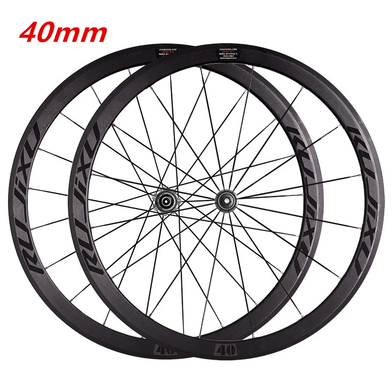 RUJIXU 700C 6 pawls Ultralight Height 30/40/50MM Pull Straight Flat Spokes Wheel Group V / C brake disc brake road wheelset