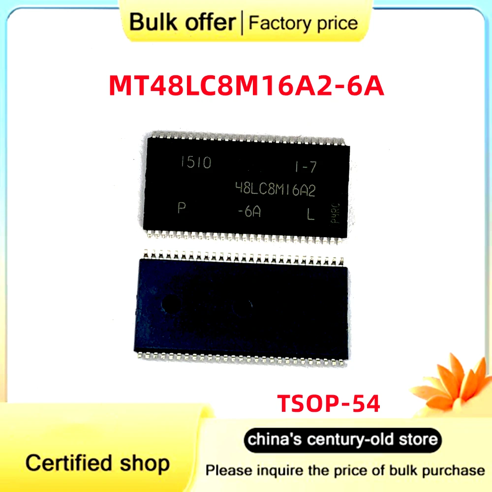 

5PCS/Lot original MT48LC8M16A2P-6A:L MT48LC8M16A2-6A silk screen 48LC8M16A2 SOP-54 memory chips