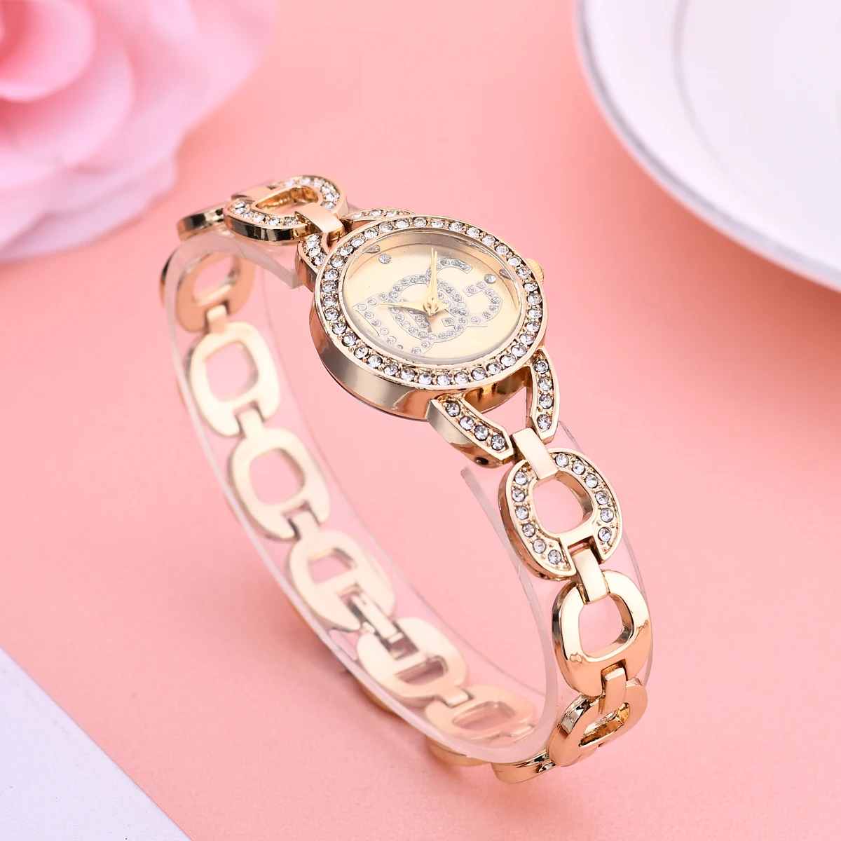2022 Luxury Brand Women Rhinestone Fashion Full Steel Bracelet Watch Casual Boutique Ladies Dress Elegant Quartz Wristwatch 