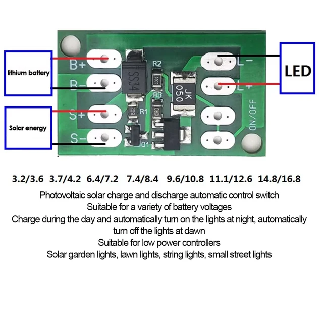 Contrôleur de Charge de générateur solaire, interrupteur de Circuit de contrôle automatique de la lumière, panneau de Charge de batterie au Lithium, bricolage de réverbère de cour 1