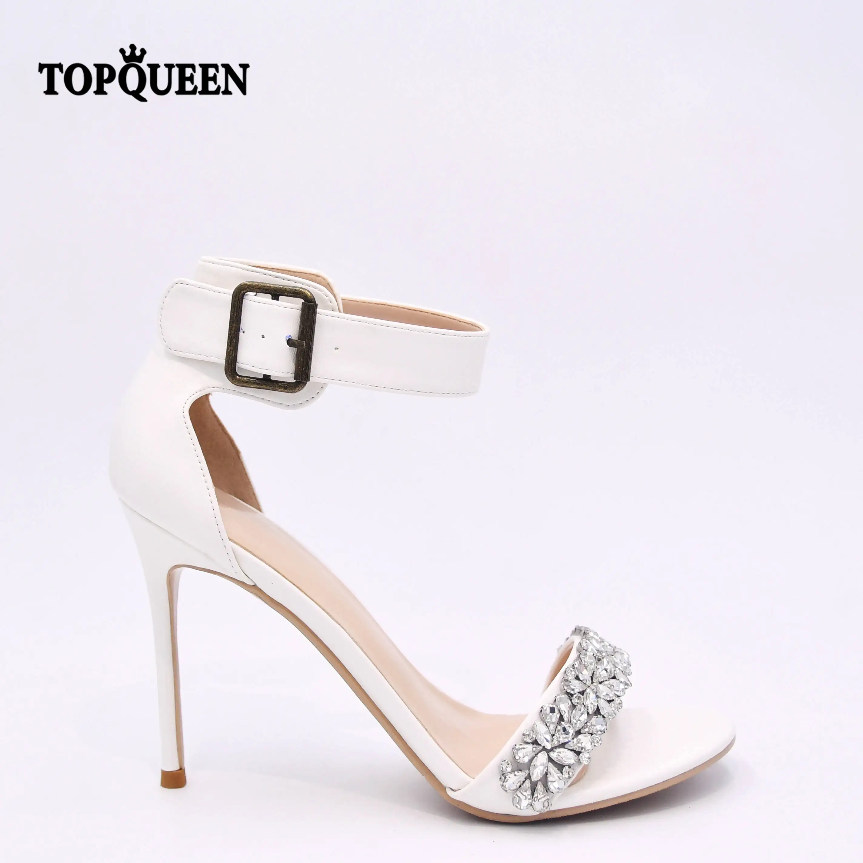 

TOPQUEEN Bridal Wedding Pump Open Toe Pointed With 10Cm Platform and Rhinestone for Party A20