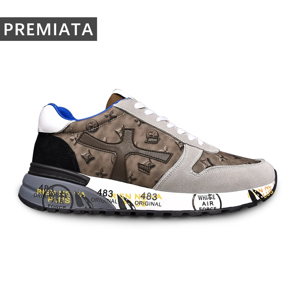 

PREMIATA Men's Retro Suede Mesh Breathable Casual Sports Shoes Fashion All-match Street Trend Niche Lightweight Running Shoes