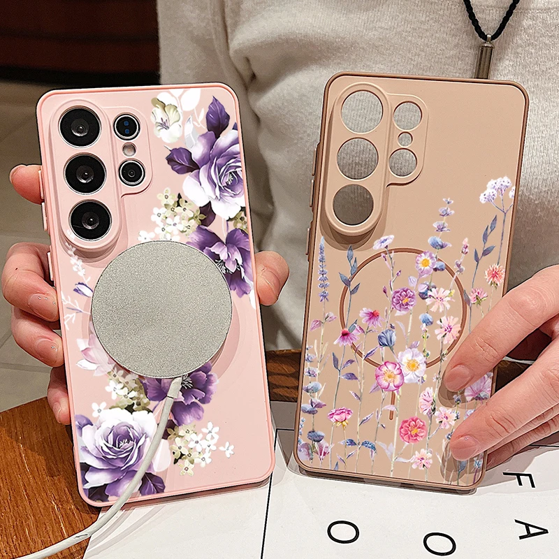 Little Flower Print Magnetic Phone Case - Stylish and Durable Hard Cover
