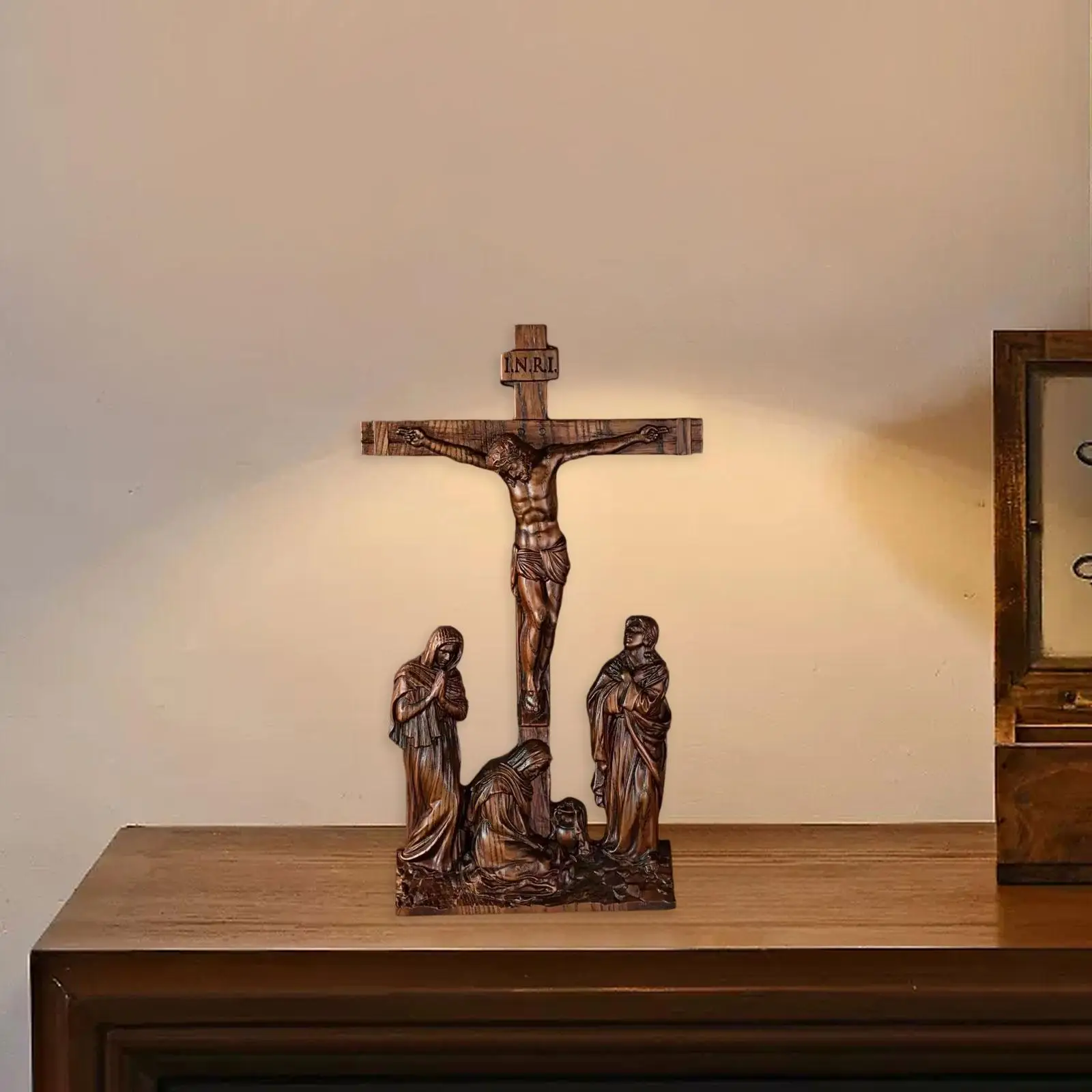 Standing Crucifix Jesus Cross Statue 10 inch High Catholic Table Cross Jesus Crucifix for Chapel Christian Collection Prayers