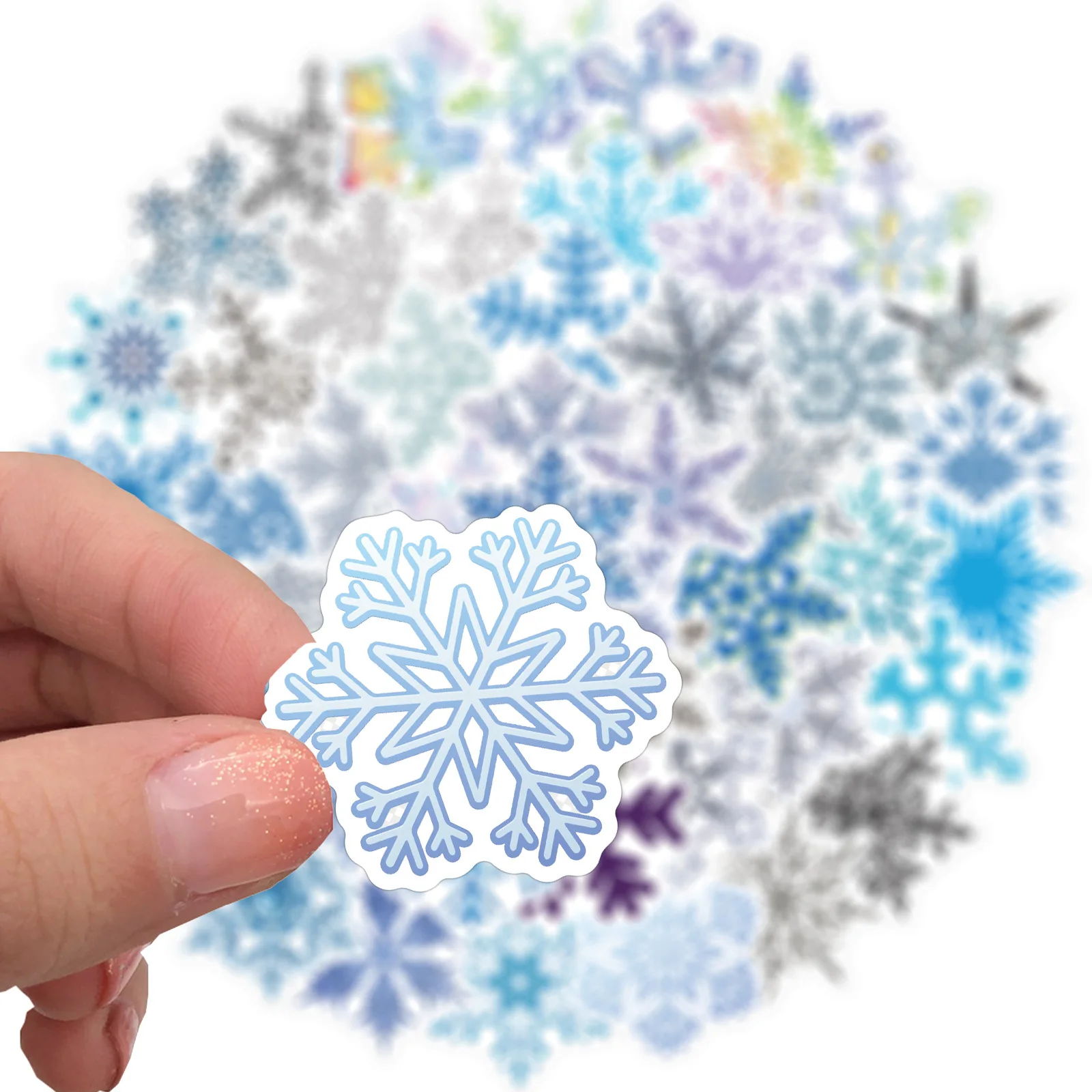 

50PCS Snowflake Stickers,Christmas Waterproof Winter Snowflake Stickers for Water Bottles Laptop Suitcase Phone Bike Skateboard