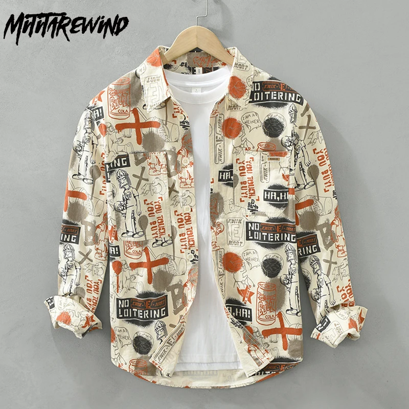 

Рубашка мужская с длинным рукавом и принтом, 100% хлопок