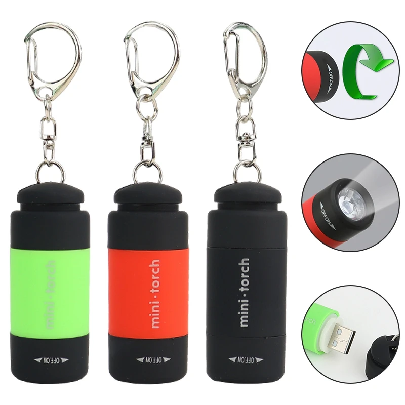 Mini USB Rechargeable LED Flashlight Pocket Keychain Flashlight Waterproof 1pc handheld flashlight pocket flashlight