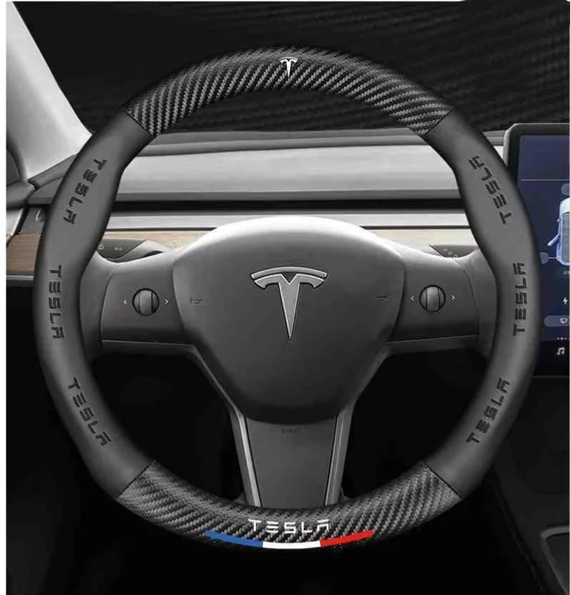 Carbon Fiber Car Steering Wheel Cover Breathable Anti Slip Steering