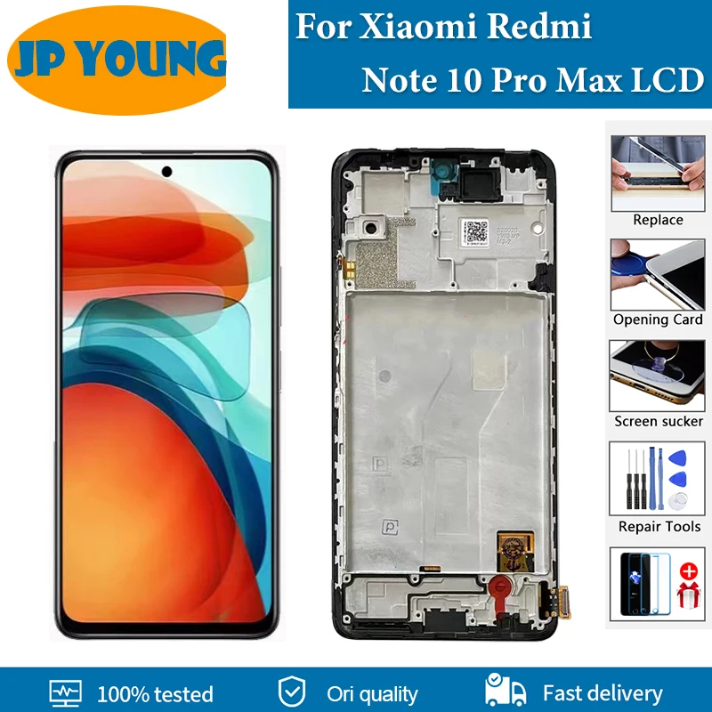 

Original AMOLED For Xiaomi Redmi Note 10 Pro MAX LCD M2101K6I M2101K6G M2101K6R Display Touch Screen Digitizer Assembly Replace