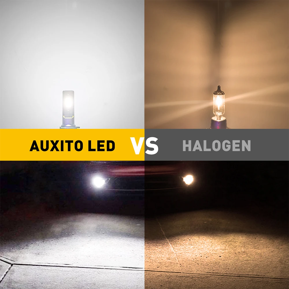 AUXITO LED 안개등 전구, 자동차 램프, 주간 주행등, 3000K 노란색, H10, 5202, 880, H27, H11, H8, H16JP, 2 개