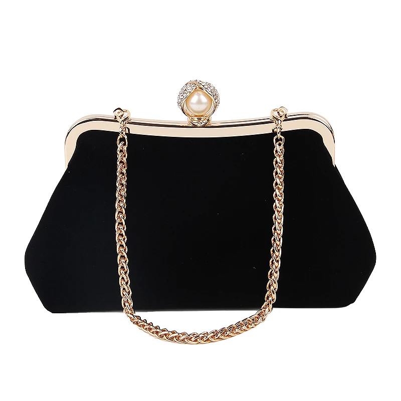 Female Diamond Pearl Evening Bag Vintage Crystal Flower For Wedding Party Bride