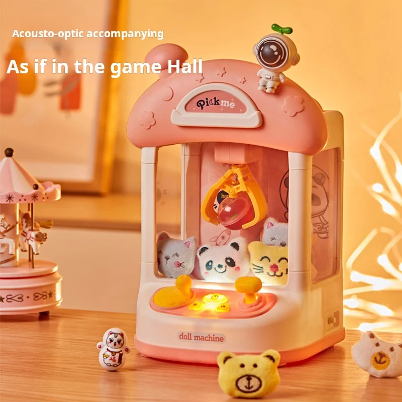 Children's mini doll machine, small household electric sound and light twisting egg clip doll machine, gift grabbing doll machin 2
