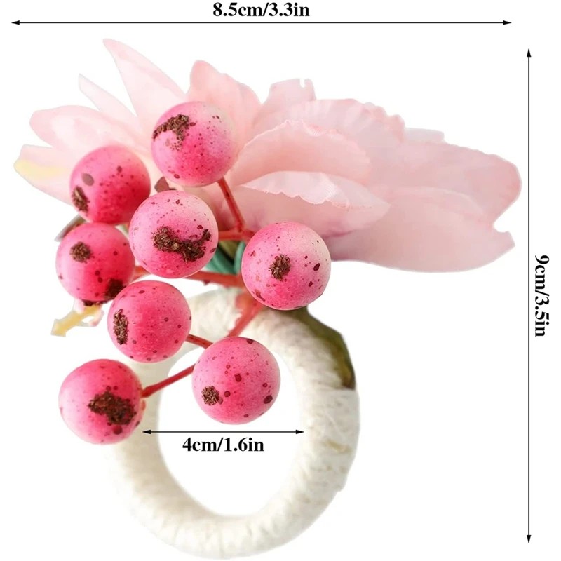 Flower Napkin Rings Wedding Napkin Rings Holder Spring Floral Serviette Buckles Holder Festival Party Table Decoration 6Pcs/Lot