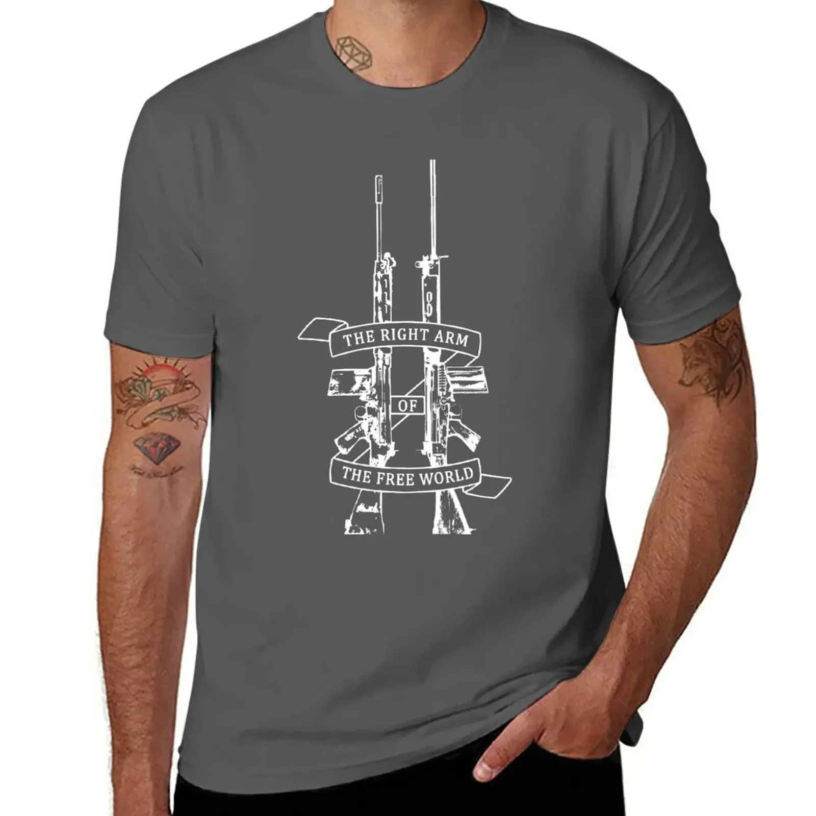 

Right Arm Free World - White T-Shirt customs design your own blanks mens vintage t shirts