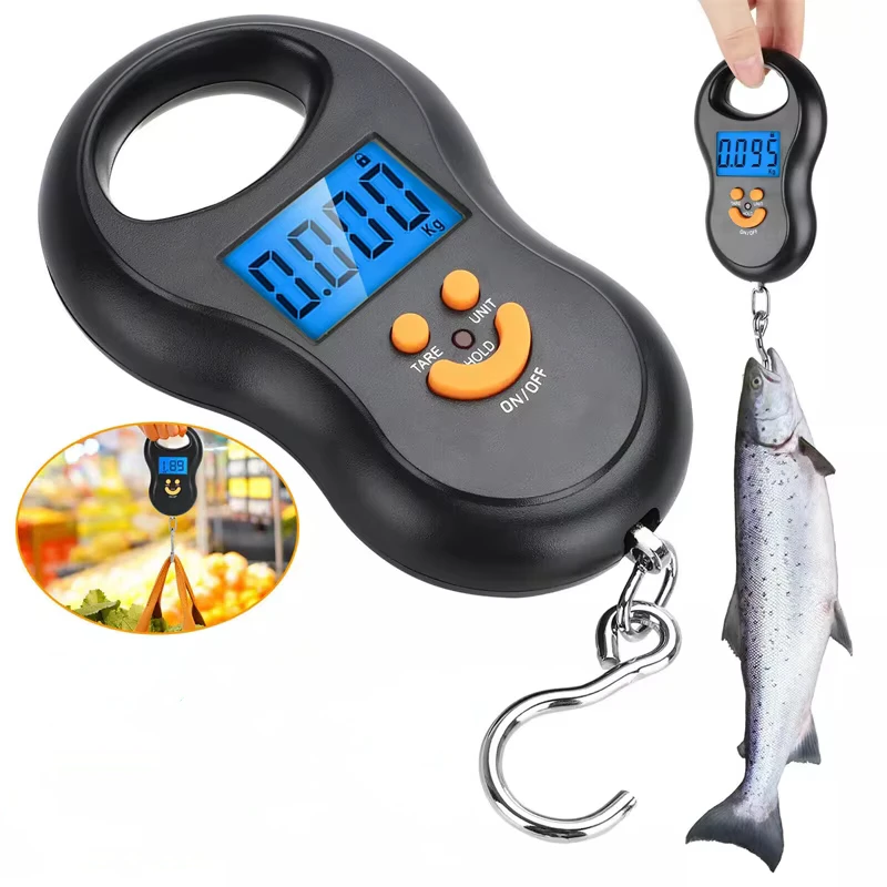 Balance électronique 50kg polyvalente - Pêche, cuisine, voyage avec écran LCD rétroéclairé portable