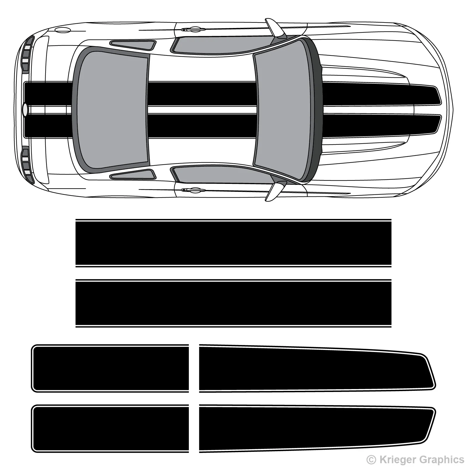 

For 1Set Ford Mustang EZ Rally Racing Stripes Vinyl Stripe Decals Graphics Car styling