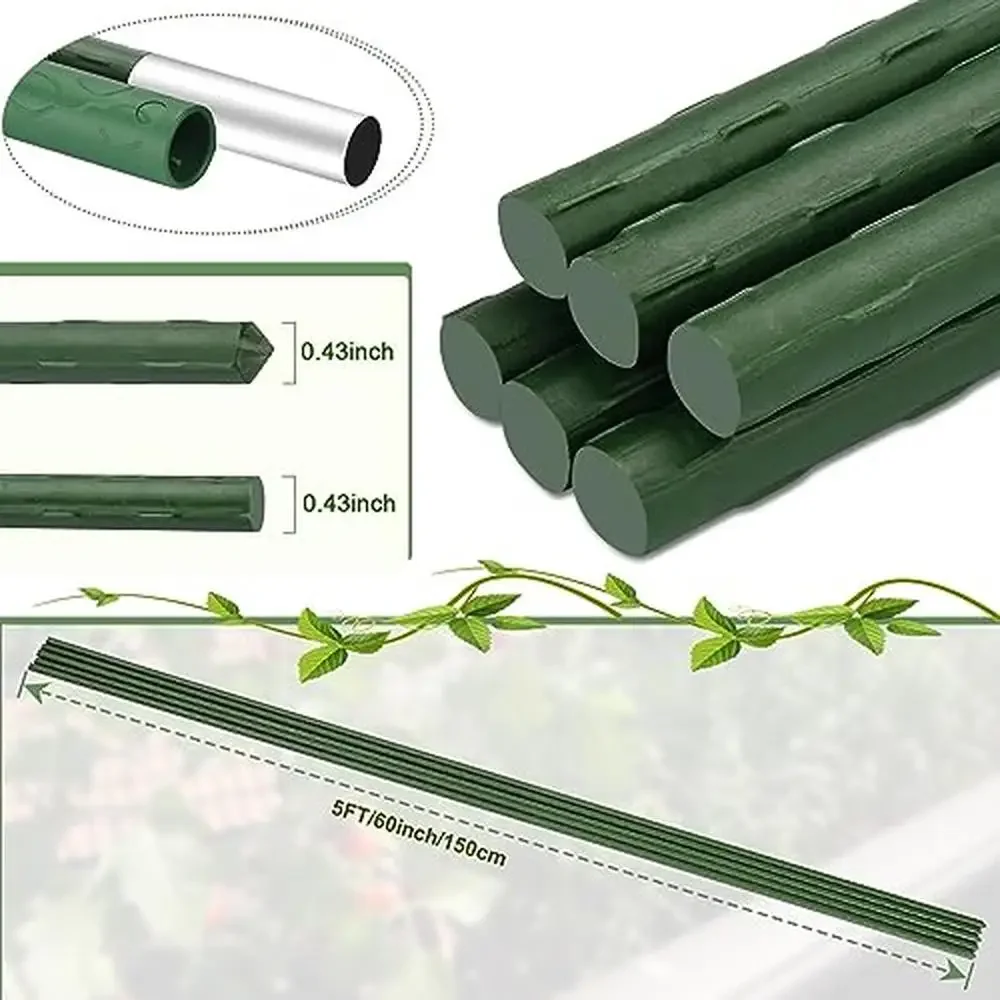 Plant Support Stakes 5ft Steel Climbing Sticks Tomato Beans Potted Vines Set of 20 Durable Garden Poles