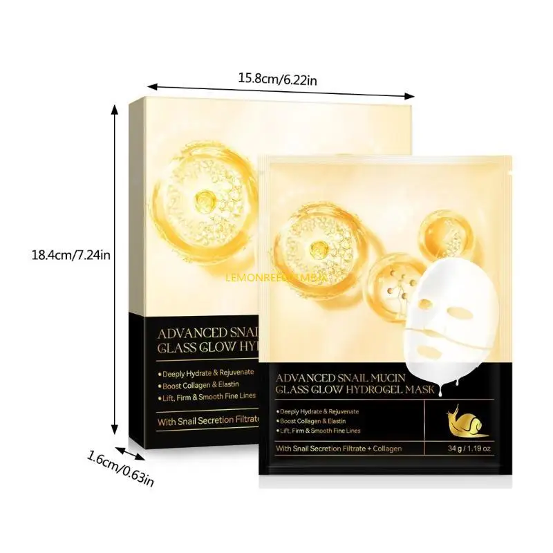 M4YA 4 Pcs Hydrating Mask Snails Mucin Glass Glow Hydrogel Face Mask Nourishes