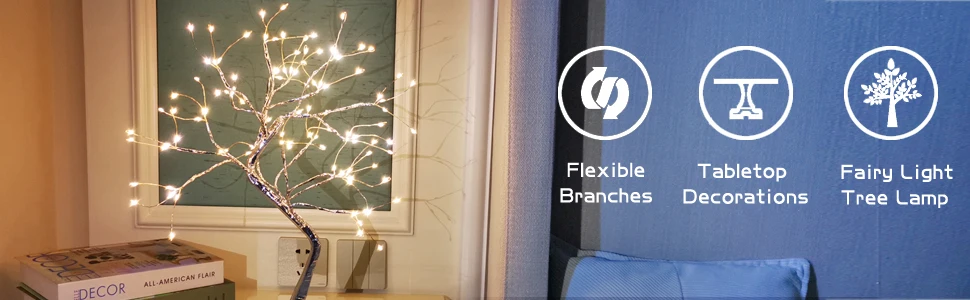 108 LED Tabletop Bonsai Tree Light Warm White Artificial Fairy Light Battery/USB Twinkling Tree Lamp for Christmas Wedding Home