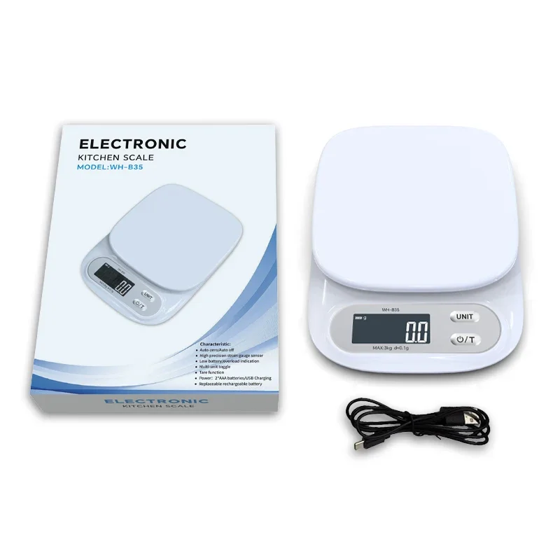 High-Precision Digital Kitchen Scale with LCD Display and Rechargeable Option