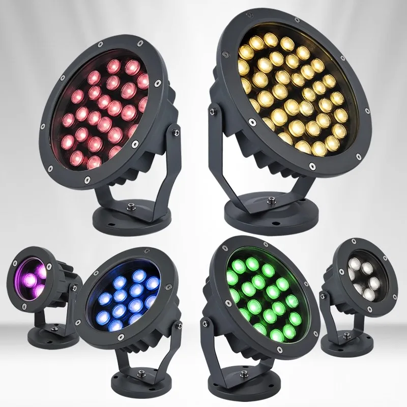 RGB LED 잔디밭 램프 스파이크 조명 정원 잔디밭 야외 나무 조명 방수 통로 장식 조경 경로 스포트라이트 24V 12W 18W