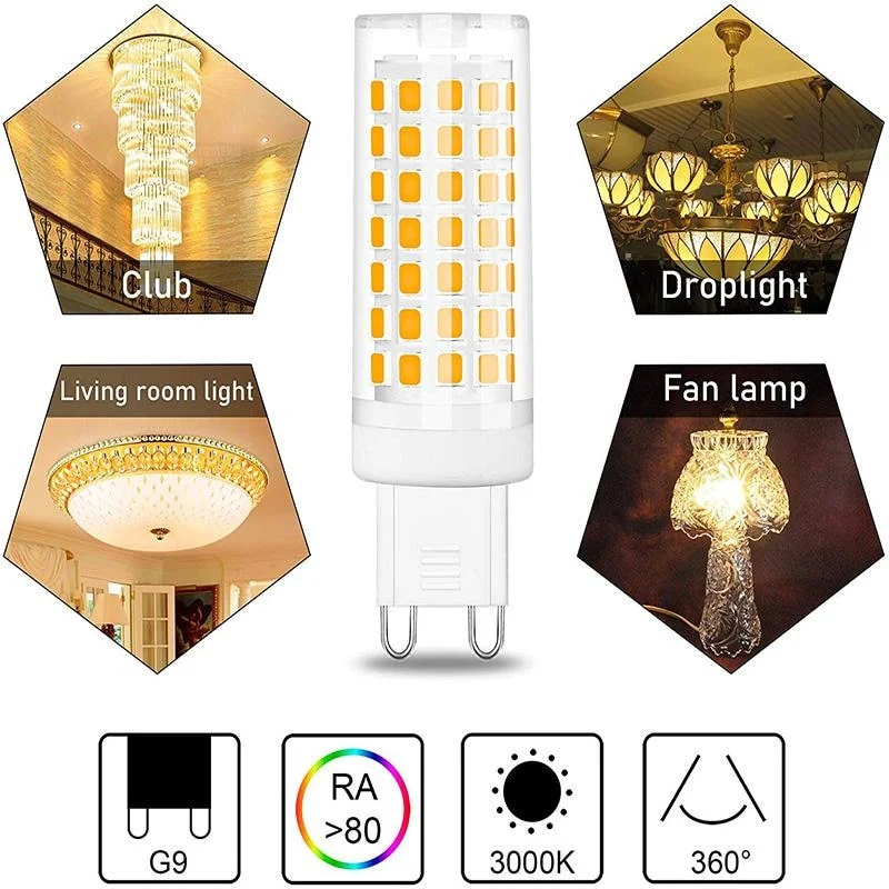 10pcs No Flicker G9 5W 20W LED Bulb 3000k 4000k 6000k AC110V/220V 2835 Corn Light 124 led Chandelier Light Replace 100w Halogen