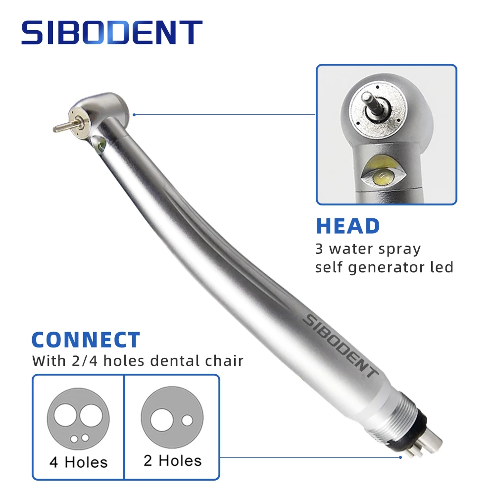 Pieza de mano Dental LED de alta velocidad, alta rotación, 3 pulverizadores de agua, rodamiento de cerámica de enfriamiento rápido, punta de turbina de bajo ruido, herramientas de odontología