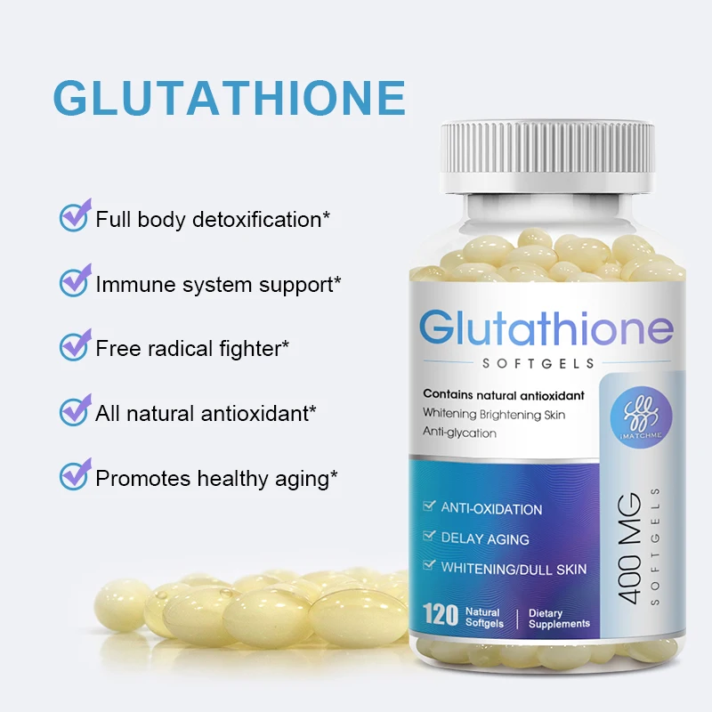 Glutathione Capsules -400mg Glutathione Liver Supplement Vitamin C- For Skin Tone, Glowing Skin, Gluten Free, Whitening Skin