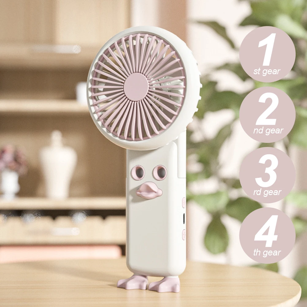 USB 충전 휴대용 소형 개인 선풍기, 휴대용 미스트 선풍기, 접이식 데스크탑 선풍기, 귀여운 오리, 소녀, 여성, 어린이용 저소음, 3 단