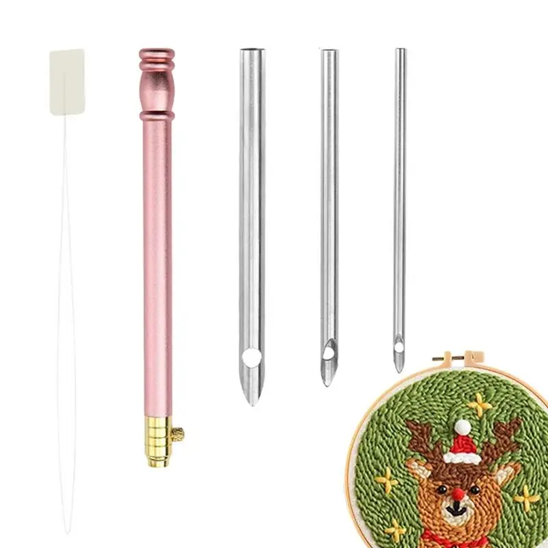 

Ручка для вышивания для начинающих, 5 шт., регулируемая ручка для вышивания, с 3 сменными иглами, инструмент «сделай сам»