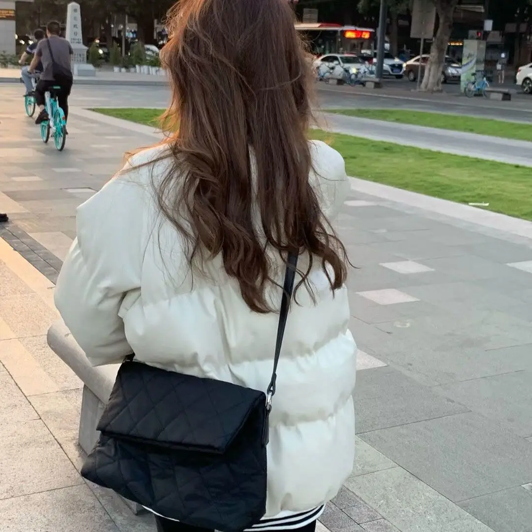 PU 가죽 야구 유니폼 여성용, 면 패딩 의류, 작고, 느슨하고, 두껍고, 따뜻하고, 홍콩 스타일