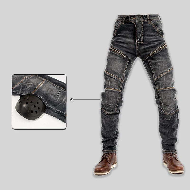 بنطلون جينز رجالي للدراجات النارية بتصميم كلاسيكي،...