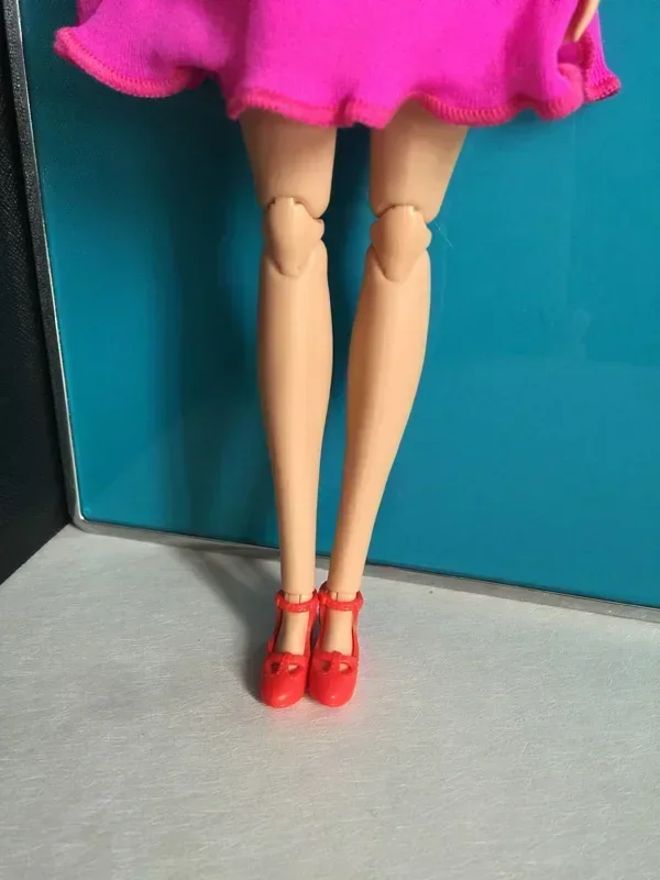 Stylish Black and Red High Heel Doll Shoes