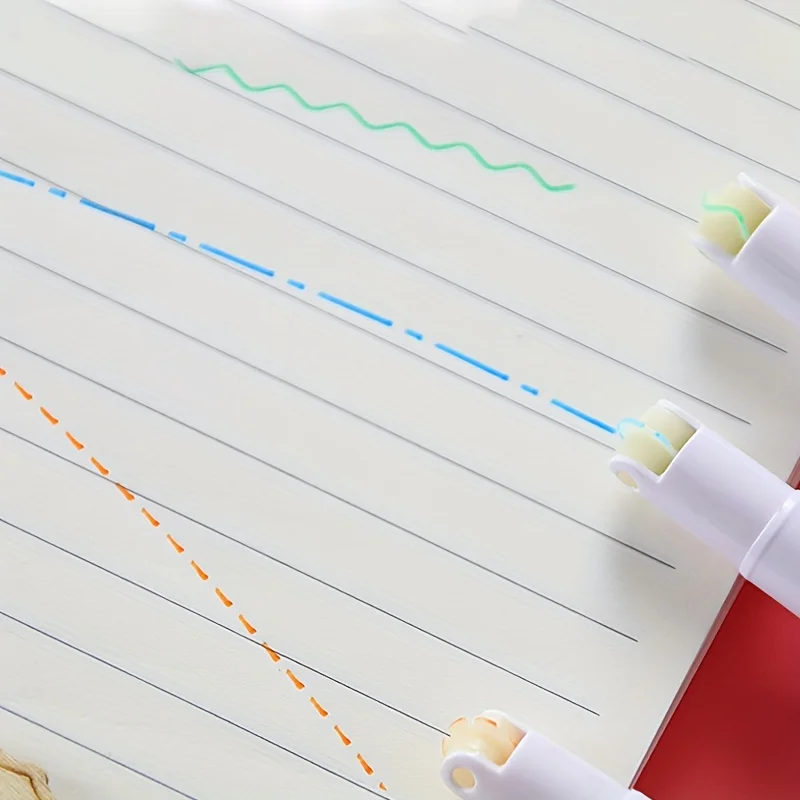 colored pens highlighter pen set 6pcs/set Flower Shape Outline Multiple Patterns Bullet Journal Wave Colored