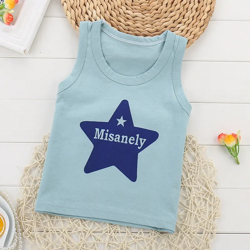 Kids tops Summer Tank Sleeveless Breathable Cotton T-shirt Vest 0-7Years Boys Girls