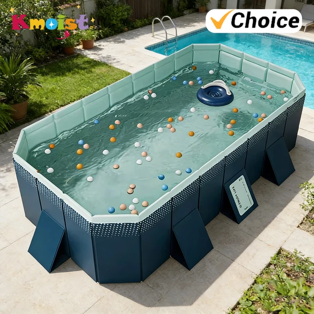 Piscine hors-sol pliable grande taille pour la famille, 1,85-3M, structure renforcée résistante à l'usure, jeux aquatiques non gonflables pour fêtes en extérieur 1