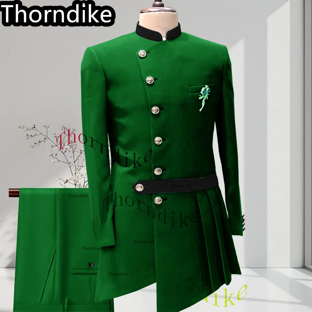Thorndike Casual Men Suit 2 Pieces Light Blue Affrica Wedding Suits For Men Made Blazer Dress Groom Tuxedo Jacket Pants