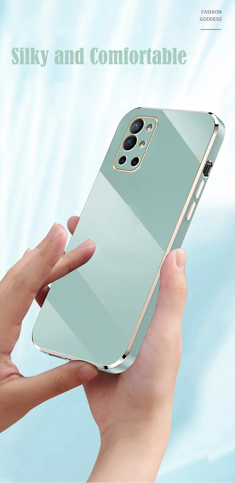 Luxury Square Edge Glossy Plated Phone Case For Oneplus Series_voghion.com