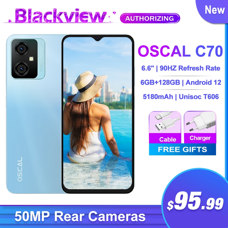 

Blackview Oscal C70 Smartphone 6GB+128GB 50MP Camera 6.6" HD+ Screen Octa Core Android 12 5180mAh Cell Phone Fast Charging Phone