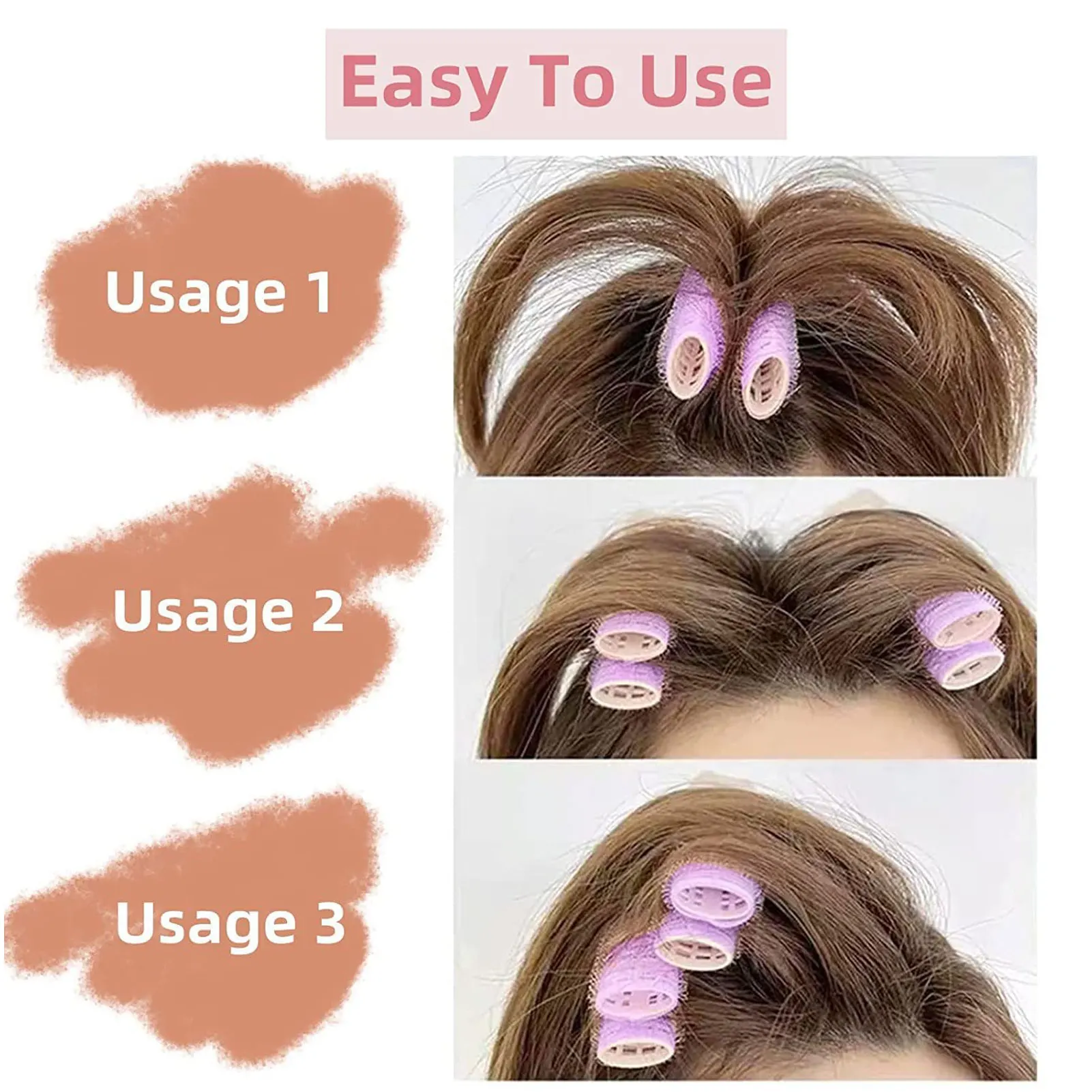 4pcs No Trace Head Hair Roots Fluffy Clip Lazy Air Bangs Self-adhesive Fluffy Hair Clip Curling Device Forehead Curler Hair