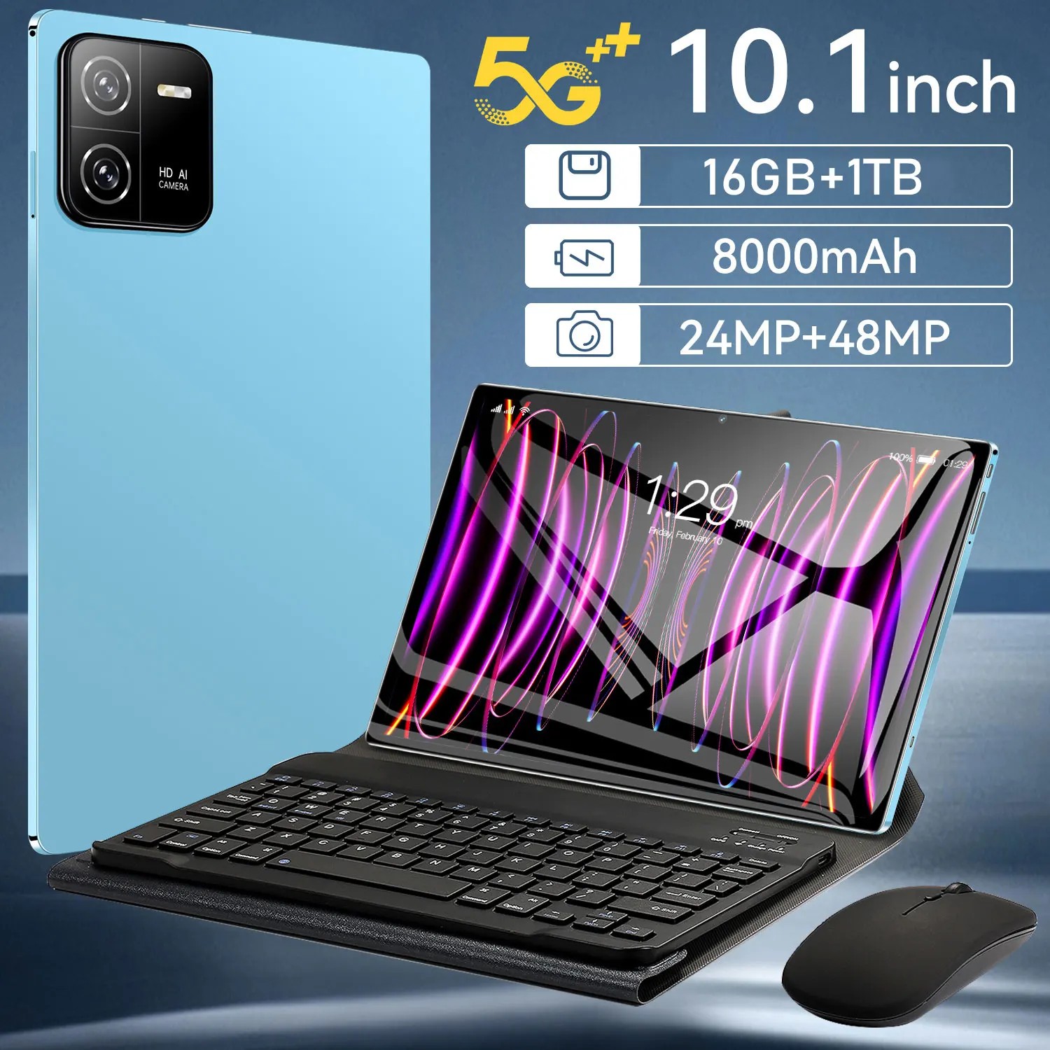2024 글로벌 버전 오리지널 패드 6 프로 태블릿 PC, MTK6797 안드로이드 13 태블릿, 10.1 인치 HD 4K 화면, 5G 와이파이 미 패드 6 태블릿 PC